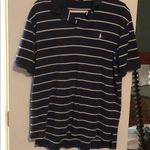 Men’s Large polo-navy blue/white striped